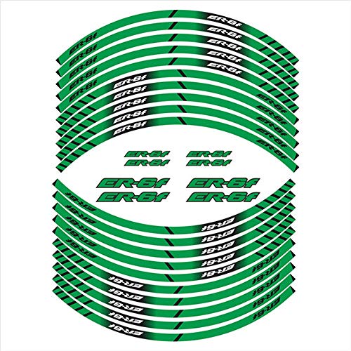 Las Ruedas de la Motocicleta Etiquetas engomadas de la Rueda del neumático Pegatinas Reflectantes Rim Calcomanías for Kawasaki ER-6F Mei Racing (Color : 180001 GRN)