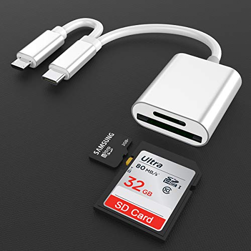 Lector de tarjetas USB C SD/MicroSD,USB 3.0 Micro USB a USB Tipo C Adaptador OTG de aluminio Compatible con Android Phones/Tabletas PC/Laptop con Función OTG Tarjeta TF Lector de tarjetas de Memoria