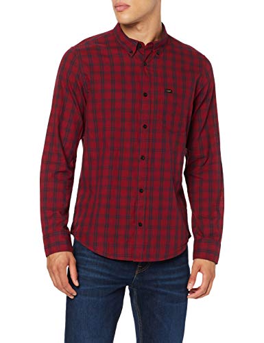Lee Button Down Camisa, Rojo (Rhubarb Red Gbl), XX-Large para Hombre