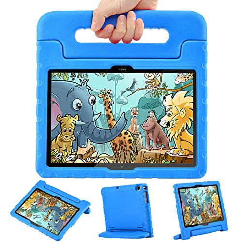 LEEBOSS Kids Funda para Huawei MediaPad T5 (10,1 pulgadas), a Prueba de Golpes, Ligera, Soporte De Manija Protectora Cubierta De Los Niños Funda para Huawei MediaPad T5 10 (10.1") – Azul