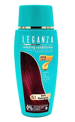 Leganza, 7 aceites naturales, bálsamo para el pelo de color caoba oscuro 61