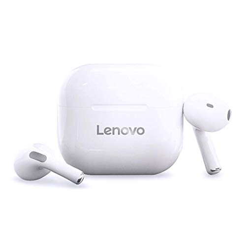 LenovoPT40 Auriculares Bluetooth Auriculares Inalámbricos Bluetooth 5 Semi en la Oreja con Caja de Carga Micrófono Incorporado, Control Táctil, Reproducci 22 Horas Compatible con iOS Android (White)
