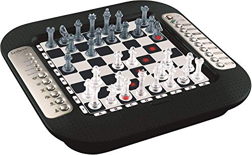 LEXIBOOK- Chessman FX, ajedrez electrónico con Teclado sensitivo y Efectos de luz y Sonido, 32 Piezas, 64 Niveles de dificultad, Juego de Mesa Familiar, Negro/Argento