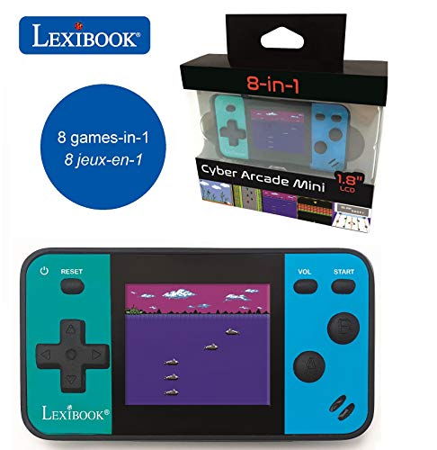 LEXIBOOK- Consola portátil Cyber Arcade Mini 8 Juegos, Pantalla LCD en Color de 1,8 Pulgadas (4,5 cm), Videojuegos para Adolescentes, Azul/Negro