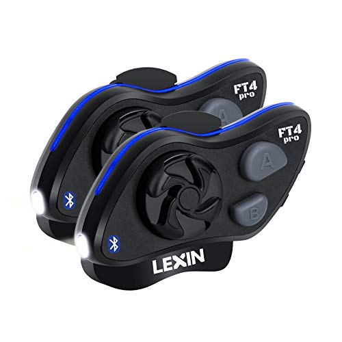 LEXIN 2X FT4 Pro Intercomunicador de Casco, con Estroboscopio SOS, Auriculares Bluetooth para Motocicleta para Navegación y Teléfono Móvil, Comunicador Distancia De Comunicación Larga es hasta 2000M