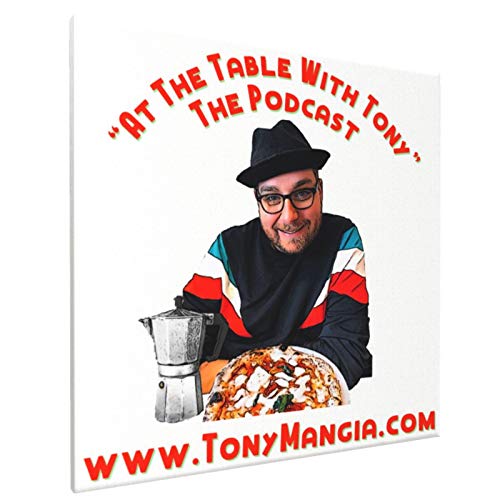 Lienzo decorativo con texto en inglés "At The Table With Tony" The Podcast, 40 x 40 cm, sin marco