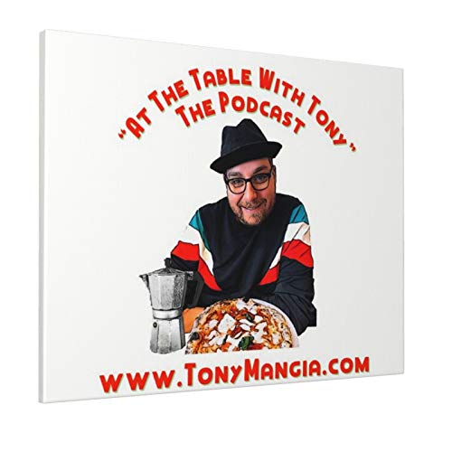 Lienzo decorativo con texto en inglés "At The Table With Tony" The Podcast, impresión sobre lienzo, para sala de estar, dormitorio, baño, 50 x 40 cm, horizontal, sin marco