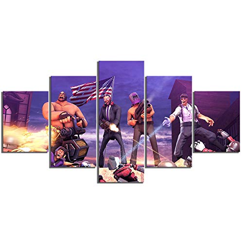LIUWW 5 Piezas HD Cartoon Picture Game Art Print Saint Row 4 Poster Video Game Art Work Canvas Painting Home Decoration Wall Art
