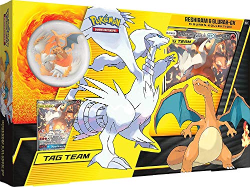 Lively Moments Pokémon - Juego de cartas de sol y luna, colección Reshiram y Glurak-GX, cartas con figura alemana Lively Moments Pokémon - Juego de cartas de sol y luna, colección Reshiram y Glurak-GX, cartas con figura alemana