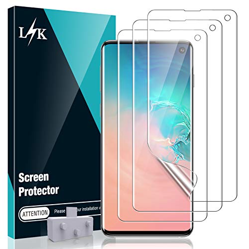 LϟK 3 Pack Protector de Pantalla para Samsung Galaxy S10 - HD Película de TPU Transparente Sin Burbujas Sin Bordes Levantados Posicionador Fácil de Instalar Huella Digital Ultrasónica