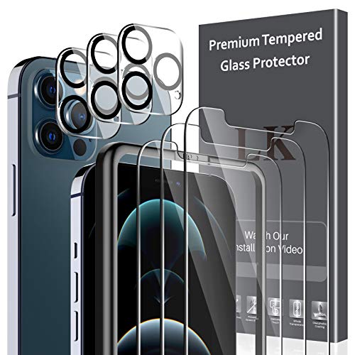 LK 6 Pack Protector de Pantalla Compatible con iPhone 12 Pro 6.1 Pulgada,Contiene 3 Pack Cristal Vidrio Templado y 3 Pack Protector de Lente de cámara, Doble Protección,Marco de Posicionamiento LK 6 Pack Protector de Pantalla Compatible con iPhone 12 Pro 6.1 Pulgada,Contiene 3 Pack Cristal Vidrio Templado y 3 Pack Protector de Lente de cámara, Doble Protección,Marco de Posicionamiento
