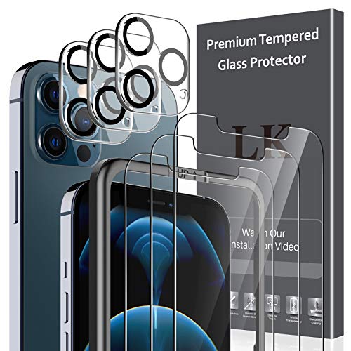 LK 6 Pack Protector de Pantalla Compatible con iPhone 12 Pro MAX 6.7 Pulgada,Contiene 3 Pack Cristal Vidrio Templado y 3 Pack Protector de Lente de cámara, Doble Protección LK 6 Pack Protector de Pantalla Compatible con iPhone 12 Pro MAX 6.7 Pulgada,Contiene 3 Pack Cristal Vidrio Templado y 3 Pack Protector de Lente de cámara, Doble Protección