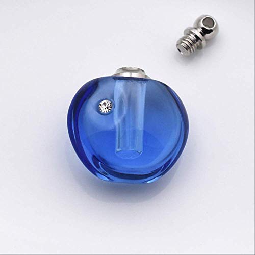 LLXX 1 Pieza Crysta Glassl Colgante De Botella Pequeña Botella De Perfume En Miniatura Charm Name On Rice Art Colgante De Collar De Encanto De Aceite Esencial Apple Blue
