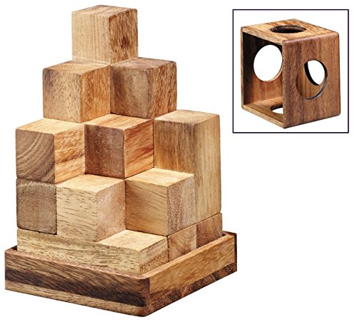 LOGICA GIOCHI Art. Tetris 3D – Cubo Soma - 100 en 1 - Rompecabezas 3D De Madera Preciosa - Dificultad 3/6 Difícil - Colección Leonardo da Vinci