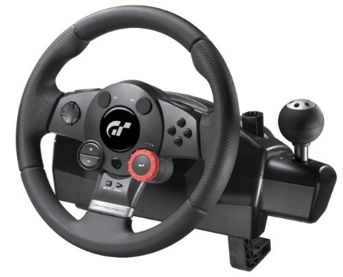 Logitech Driving F. GT - Volante de Juego (rotación a 900º, 24 Posiciones de ajustes, Pedales de Acelerador y Freno, Palanca de Cambios, Compatible con PC/PS2/PS3)