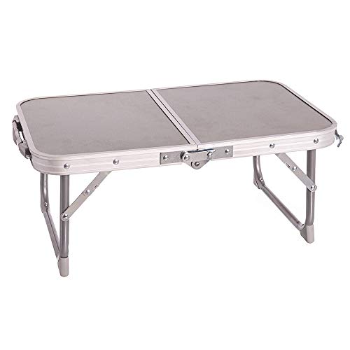 LOLAhome Mesa de Camping Plegable de Acero Gris de 22x34x56 cm