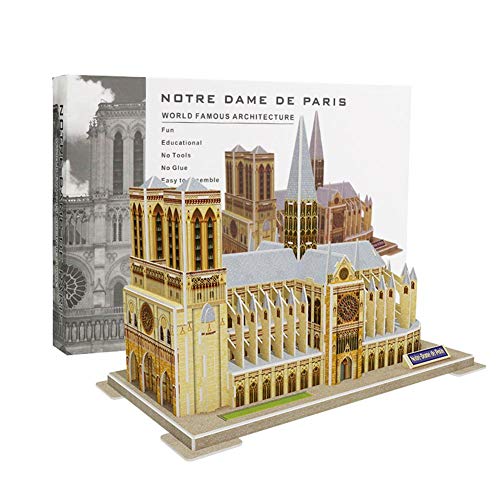 lossomly Puzzle 3D Catedral Kit De Puzzle Gift para Niños y Adultos (Notre Dame De Paris Grande) Regalo Commemorativo, 40 Piezas Compatible Accepted