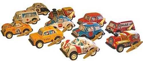 Lote de 2 Juguetes Decorativos de Hojalata Coches Surtidos Cuerda (2 Unidad Surtida) Vehículos de Cuerda. Juguetes y Juegos de Colección. Regalos Originales. Decoración Clásica.