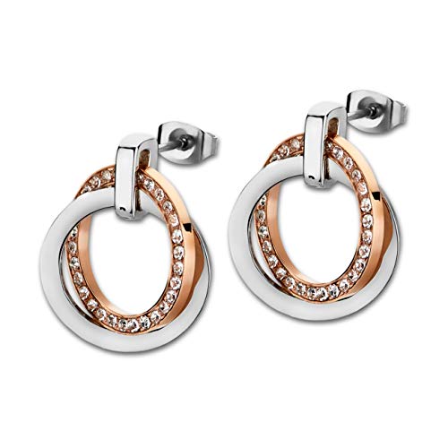 Lotus LS1780/4/2 Pendientes para mujer, acero inoxidable, diseño bicolor rosado y plateado, con circonitas Lotus LS1780/4/2 Pendientes para mujer, acero inoxidable, diseño bicolor rosado y plateado, con circonitas