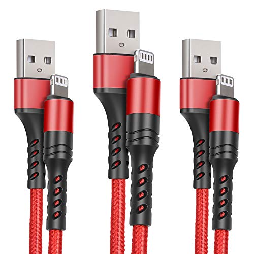 LTDNB Cable Lightning Cable Cargador de iPhone [3Pack 1M 1M 2M] Nylon Trenzado para iPhone 12/11 /XS MAX/X/XR /8/7 /6s /6 Plus/SE /5 /5s /5c, iPad, iPod Air