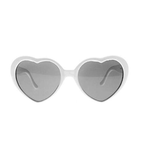 Luoem Gafas de efectos especiales de corazón de pesca, gafas interesantes, gafas de difracción de luz para mujeres blanco Talla única