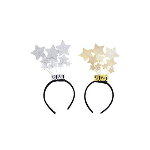 Lurrose diadema de año nuevo tocado en forma de estrella flaco aros de cabello brillante accesorios de cabello de fiesta de año nuevo para niños mujer damas