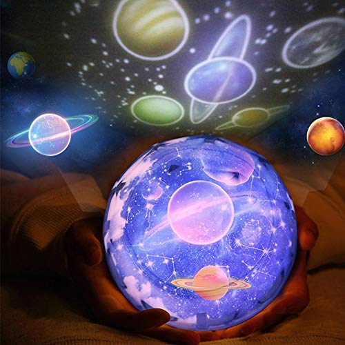 Luz de Nocturna Proyector Estrella Bebé Proyector Lámpara, 360 Grado Giratorio Planeta Tierra Luna Mar Estrellado Led Proyector Iluminación