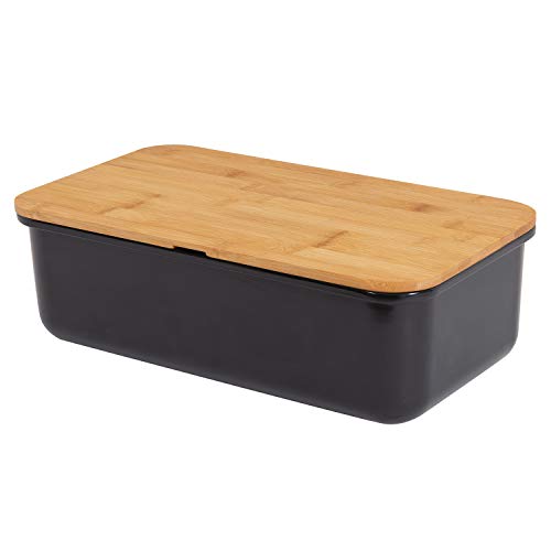 Mack - Amplia Caja para el Pan Hecha de melamina. Almacenamiento del Pan con una práctica Tapa de Tabla de Cortar Cocina bambú in Negro Mack - Amplia Caja para el Pan Hecha de melamina. Almacenamiento del Pan con una práctica Tapa de Tabla de Cortar Cocina bambú in Negro