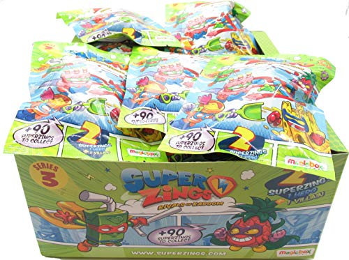 Magic Box SUPERZINGS Caja Completa 30 Sobres 2 Personajes Cada uno (1 héroe + 1 Enemigo) 60 Personajes Total Originales Rivals of Kaboom Serie 3