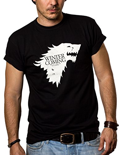 MAKAYA Camisetas Negras Hombre - Winter IS Coming - Juego de Tronos XL