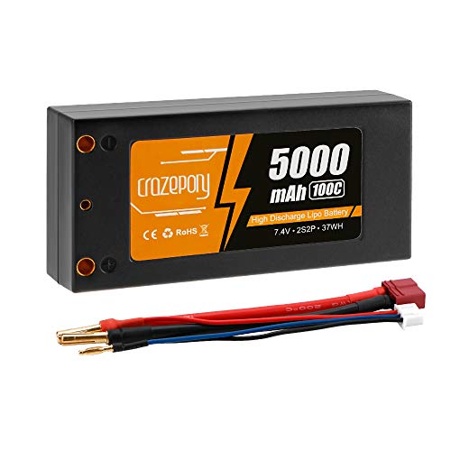Makerfire 7.4V 5000mAh 100C 2S Lipo Battery Shorty Hardcase con Dean Plug para 1/10 Escala RC Car Trucks Boats (4mm Bullet) Makerfire 7.4V 5000mAh 100C 2S Lipo Battery Shorty Hardcase con Dean Plug para 1/10 Escala RC Car Trucks Boats (4mm Bullet)