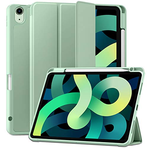 Maledan Funda Compatible con iPad Air 4/Funda iPad Air 2020, Carcasa de TPU Suave de Cuero PU Premium para iPad Air 10.9 Pulgadas 2020, [Soporte para el Pencil] [Auto-Sueño/Estela] - Pasto Verde