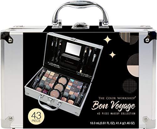Maletín de Maquillaje Bon Voyage Makeup Set - The Color Workshop - Un Kit de Maquillaje Profesional Completo en un Maletín Plateado y Elegante con Espejo Incluido para Llevar Siempre Contigo - Silver