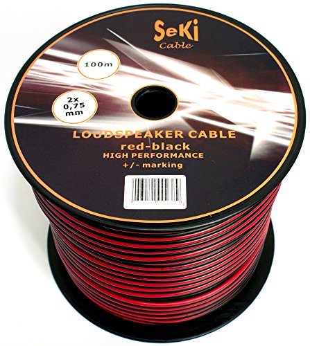 Manax - Cable para altavoz (2 x 0,75 mm²), color rojo y negro
