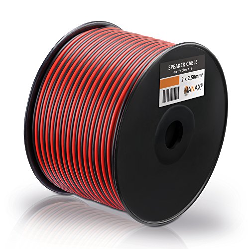 MANAX® Cable para altavoz (2 x 1,5 mm², bobina de 100 m), color rojo y negro