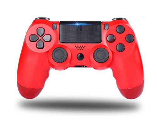 Mando Inalámbrico para PS4, Mando Inalámbrico Compatible con Playstation 4/PS4 Slim/PS4 Pro, Inalámbrico Controlador con Vibración Doble/6-Axis Gyro/Turbo/Panel táctil (rojo)