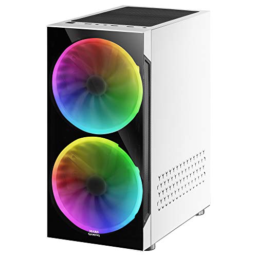 Mars Gaming MC9W, Caja PC ATX, Ventana Lateral+Frontal, 2xVentilador ARGB, Blanco