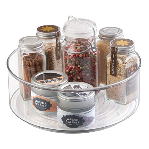 mDesign Especiero giratorio para armario y mesa de cocina – Práctico estante para utensilios de cocina – Plato giratorio de plástico para especias – transparente mDesign Especiero giratorio para armario y mesa de cocina – Práctico estante para utensilios de cocina – Plato giratorio de plástico para especias – transparente