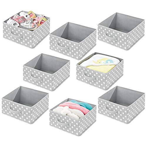 mDesign Juego de 8 Cajas organizadoras de Tela – Compacto Organizador de armarios con asa y Parte Superior Abierta – Caja de Tela para Ropa, Mantas, Accesorios y más – Gris y Blanco