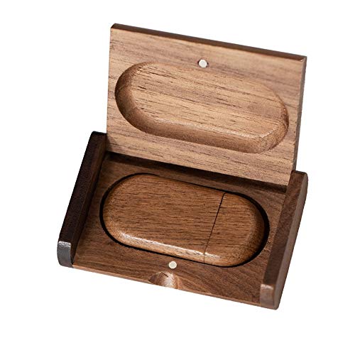 Memoria USB de madera de 64 GB con caja ovalada, JBOS 64 GB USB 2.0 elegante, de madera Thumb Drive de 64 GB