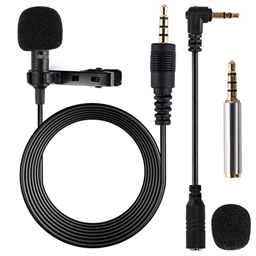 Micrófono de Solapa para telefono, Gyvazla Mini Omnidireccional Micrófono de condensador con adaptadore para Phone & Android Smartphones, 3.5mm Audio Jack