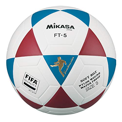 MIKASA FT5 FQ BR, balón de fútbol Unisex Adulto, Blanco/Azul/Rojo, 5