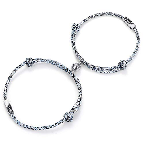 Milacolato Conjunto de Pulsera Magnética de Pareja Pulsera con Colgantes Trenzados de Cuerda de Atracción Mutua Juego de Joyas de Regalo para Parejas para Mujeres y Hombres