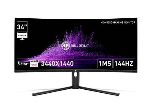 Millenium MD34PRO - Monitor Gaming de 34" Curvo de 144hz con 1ms (3440x1440p, VA, QLED, HDR400, 21:9, 2x HDMI, 2x Display Port)