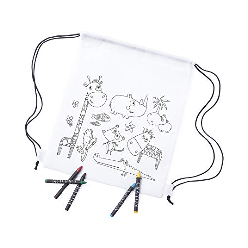 MIRVEN - Lote 30 Mochilas Infantiles Animales para Colorear. Cada Una Incluye 5 Ceras de Colores Fiestas de Cumpleaños MIRVEN - Lote 30 Mochilas Infantiles Animales para Colorear. Cada Una Incluye 5 Ceras de Colores Fiestas de Cumpleaños
