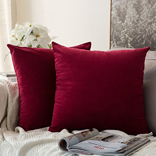 MIULEE Pack de 2, Terciopelo Suave Juego de Mesa de Manta de decoración Cuadrado Fundas de Almohada Funda de cojín para sofá dormitorio18 x 18 Pulgada 45 x 45 cm Vino Rojo MIULEE Pack de 2, Terciopelo Suave Juego de Mesa de Manta de decoración Cuadrado Fundas de Almohada Funda de cojín para sofá dormitorio18 x 18 Pulgada 45 x 45 cm Vino Rojo