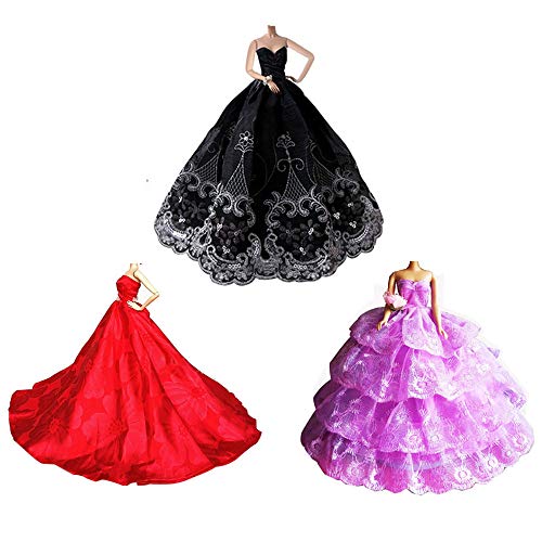 Mobby Precioso Vestido de Novia Hecho a Mano de Moda Vestido de Boda Conjunto para muñecas Barbie, 3 Piezas de Princesa Ropa Perfecto para el Regalo de Las niñas (A Style) Mobby Precioso Vestido de Novia Hecho a Mano de Moda Vestido de Boda Conjunto para muñecas Barbie, 3 Piezas de Princesa Ropa Perfecto para el Regalo de Las niñas (A Style)