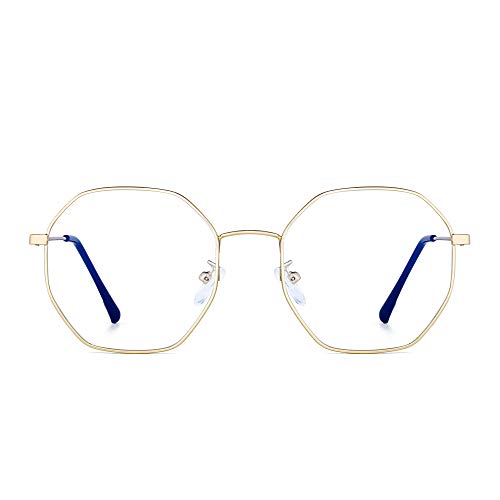 Moda Diseñador Metal Gafas Óptico Marco Anti Luz Azul Anteojos Computadora Protección Para Los Ojos Mujer Dorado