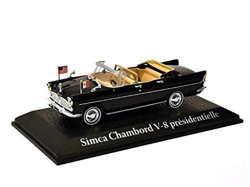 Modelo de coche DieCast Presidencial Francia 1961 Simca Chambord V8 Kennedy visita Charles de Gaulle 1/43 metal Norev para Atlas