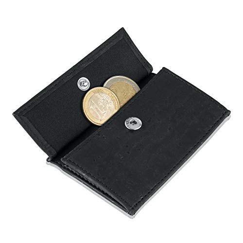 Monedero para la Cartera ZNAP Slim Wallet - Tiene la Capacidad para hasta 20 Monedas - Incluye la protección RFID Shield Blocker - Estuche para Monedas - por SLIMPURO (Corcho Negro)